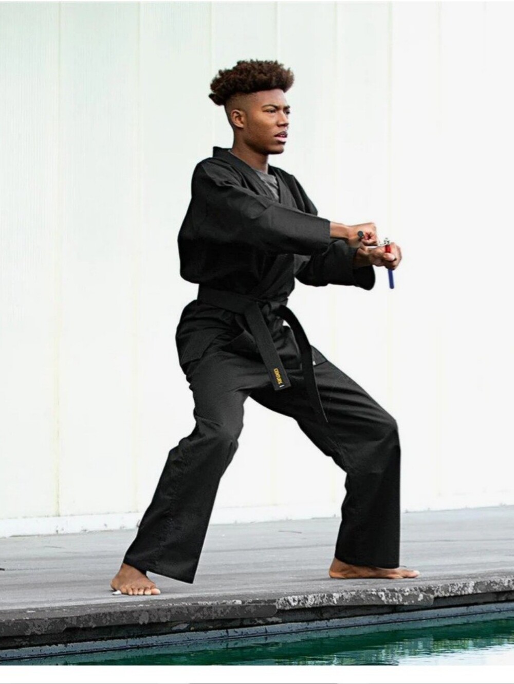 2-Martial Arts Black Gi Pants - Pair with Elastic Waist